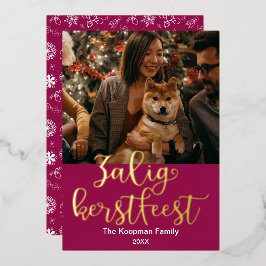 Vrolijk Kerstfesesメリークリスマスオランダ 箔シーズンカード