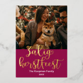 Vrolijk Kerstfesesメリークリスマスオランダ 箔シーズンカード (正面)