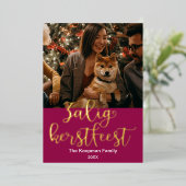 Vrolijk Kerstfesesメリークリスマスオランダ 箔シーズンカード (立ち正面)