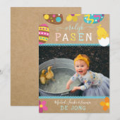 Vrolijk Pasen Foto Familie Mooi Feestdagenkaart シーズンカード (正面/裏面)