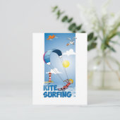 Vrolijke illustratie van een kite surfer ポストカード (スタンド正面)
