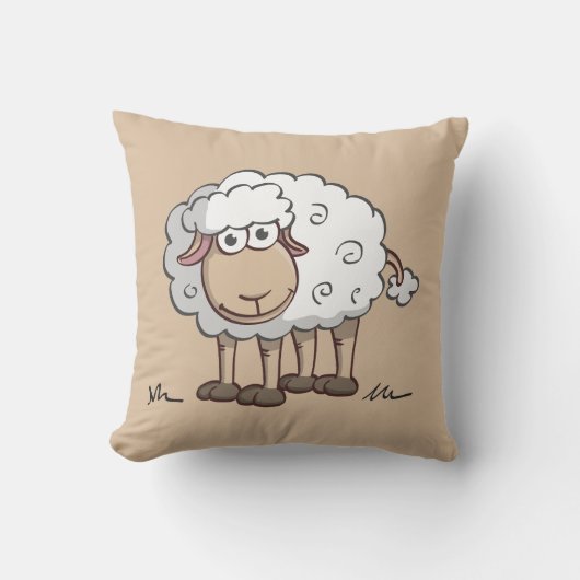 Vrolijke illustratie van een lachend schaap クッション (正面)