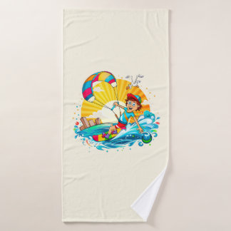 Vrolijke kite surfing illustratie.  バスタオル