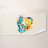 Vrolijke kite surfing illustratie. バスタオル (バスタオル)