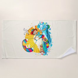 Vrolijke kite surfing illustratie.  ビーチタオル