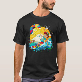 Vrolijke kite surfing illustratie.  tシャツ