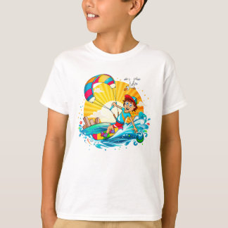 Vrolijke kite surfing illustratie.  tシャツ