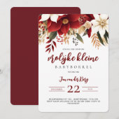 Vrolijke kleine Babyborrel Kerstster Bloemen 招待状 (正面/裏面)