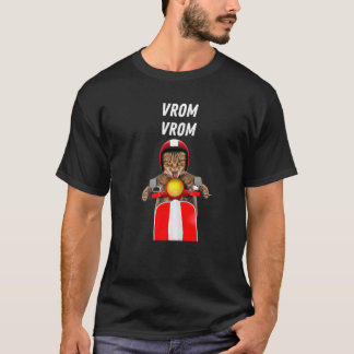 Vrom Vromキャット熱狂するオートバイのレースカッコいいネコ Tシャツ