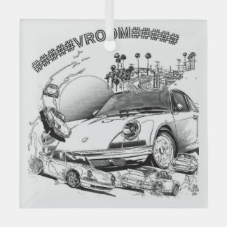 VROOMスポーツカーオーナメントforクリスマス ガラスオーナメント