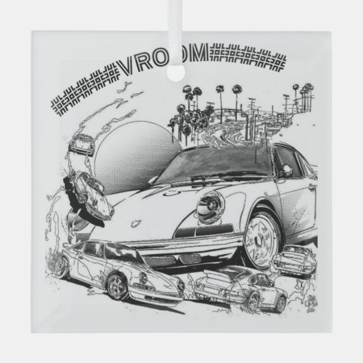 VROOMスポーツカーオーナメントforクリスマス ガラスオーナメント (正面)
