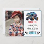 Vroomモンスタートラックブーム | 誕生日パーティー サンキューカード (正面)