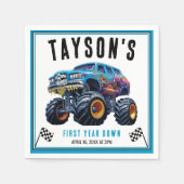 Vroomモンスタートラックブーム | 誕生日パーティー スタンダードカクテルナプキン (正面)