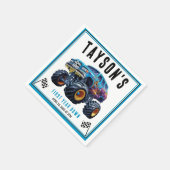 Vroomモンスタートラックブーム | 誕生日パーティー スタンダードカクテルナプキン (角)