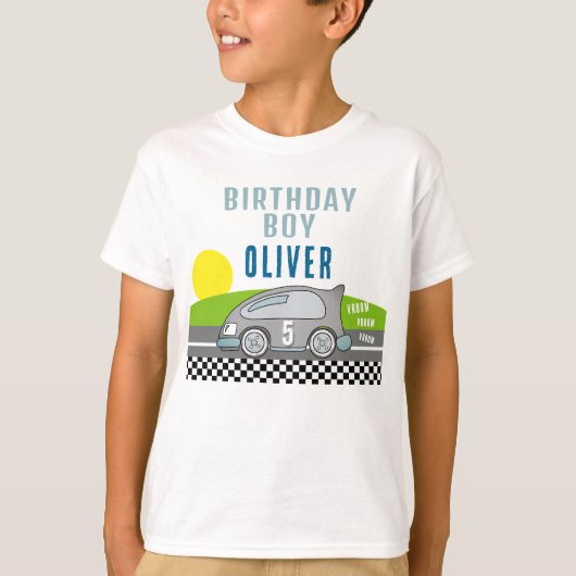 Vroomレーシングカーロード誕生日ボーイゲストオブオナー Tシャツ (正面)