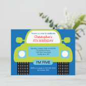 Vroom男の子のための車の誕生会 招待状 (スタンド正面)