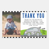 Vroom Racing Car Road Boy写真誕生日ありがとう 長方形シール (正面)