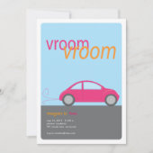 vroom vroomのガールカーの誕生日の招待状 招待状 (正面)
