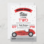 Vroom Vroomアンティークレースカーバースデーパーティー 招待状 (正面)