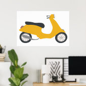 Vroom Vroomイエローモータースクーターアート ポスター (ホームオフィス)