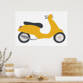 Vroom Vroomイエローモータースクーターアート ポスター (キッチン)