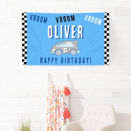 Vroom Vroomレーシングカーボーイ誕生日 横断幕 (インサイチュ)