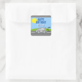 Vroom Vroomレーシングカーロードネームハッピーバースデー スクエアシール (バッグ)