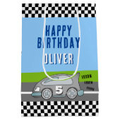Vroom Vroomレーシングカーロードネームハッピーバースデー ミディアムペーパーバッグ (裏面)