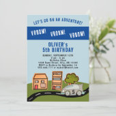 Vroom Vroomレーシングカーロードハウスボーイ誕生日 招待状 (スタンド正面)