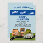 Vroom Vroomレーシングカーロードハウスボーイ誕生日 招待状 (正面/裏面)