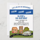 Vroom Vroomレーシングカーロードハウスボーイ誕生日 招待状 (正面)