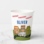 Vroom Vroomレーシングカーロードハウスボーイ誕生日 紙コップ (裏面)