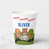 Vroom Vroomレーシングカーロードハウスボーイ誕生日 紙コップ (正面)