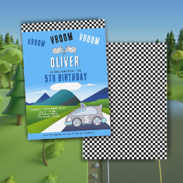 Vroom Vroomレーシングカーロードボーイ誕生日 招待状