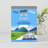 Vroom Vroomレーシングカーロードボーイ誕生日 招待状 (スタンド正面)