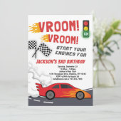 Vroom Vroomレースカーバースデーパーティーの招待 招待状 (スタンド正面)