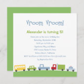 Vroom Vroom Cars Birthday Party Invitation（Vroom V 招待状 (正面/裏面)