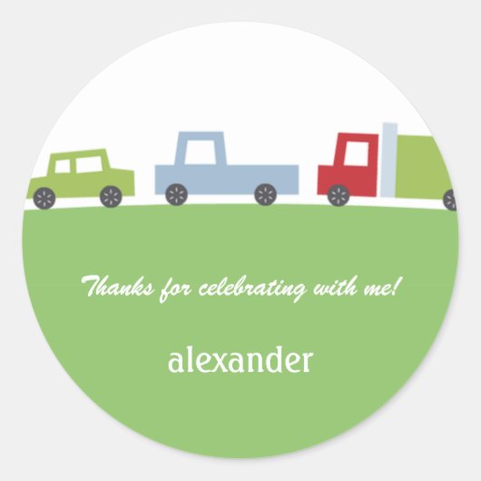 Vroom Vroom Cars Favorステッカーまたは封筒用シール ラウンドシール (正面)