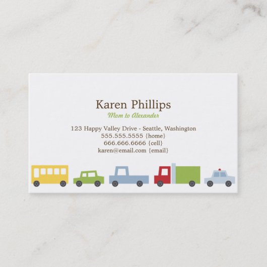 Vroom Vroom Cars Mamm Cards コーリングカード (正面)