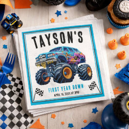 Vroom Zoom モンスタートラック Boom | 1歳の誕生日パーティー スタンダードカクテルナプキン
