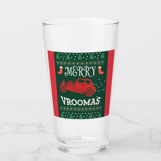 VROOMAS -メリークリスマスの醜いセーター タンブラーグラス (正面)