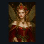 VS002_Vivid Fairy - Christmas Edition #2 ポスター<br><div class="desc">This enchanting piece depicts a beautiful fairy wearing a golden tiara adorned with poinsettias. She is dressed in a luxurious red gown, her serene expression and iridescent wings radiating graceful elegance and eternal fantasy. Perfect for lovers of fairy tales, fantasy art, and magical elegance. This artwork was generated by AI...</div>