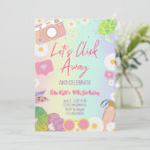 VSCOガールのパステルタイダイ パーティー 招待状 (スタンド正面)