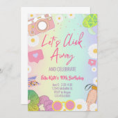 VSCOガールのパステルタイダイ パーティー 招待状 (正面/裏面)