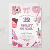 VSCO10代の若者ガールズパーティー誕生日招待状 招待状 (正面)
