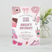 VSCO10代の若者ガールズパーティー誕生日招待状 招待状 (スタンド正面)