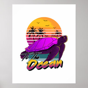 Vsco Girl Sea Turtle Vaoirwaveの美学 ポスター