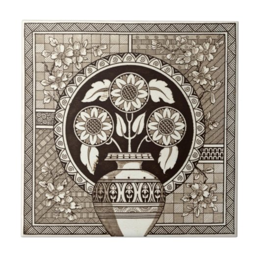 VT0007再生のアンティークTransferware タイル (正面)