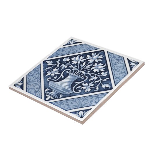 VT0010再生のアンティークTransferware タイル (側面)