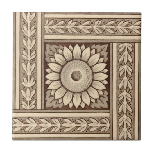 VT0074再生のアンティークTransferware タイル (正面)